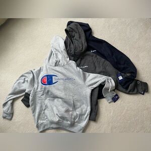 Champion Hoodies in Gray, Black, and Navy Blue 3pc lot NWT